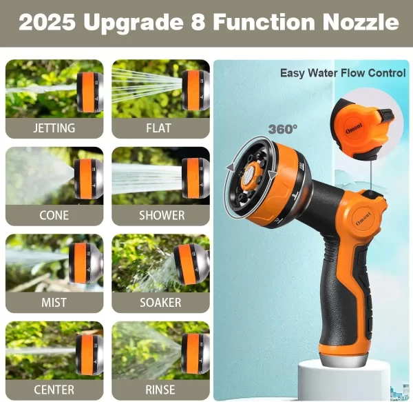 Metal Garden Hose 100FT, Stainless Steel Water Hose with Nozzle - Image 2