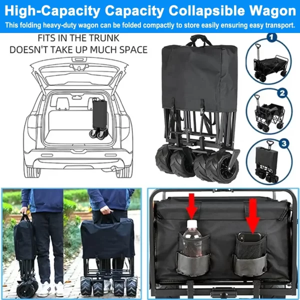 Folding Wagon,350LBS Large Capacity - Image 5