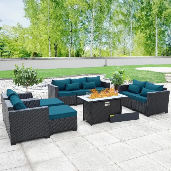 7 Piece Furniture Set, Set Non-Slip Cushions & Waterproof Cover, 45 Inch Outdoor Propane Fire Pit Table Patio Sets - Image 18