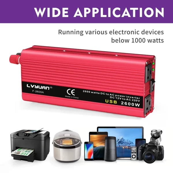 DC12V to AC110V 1500W/2000W/2600W Portable Car Inverter Charger - Image 3