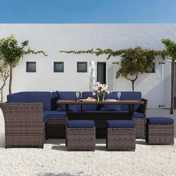 Patio Furniture Set 7 Piece Wicker Dining,  Patio Table and Chairs Set, Sofa - Image 14