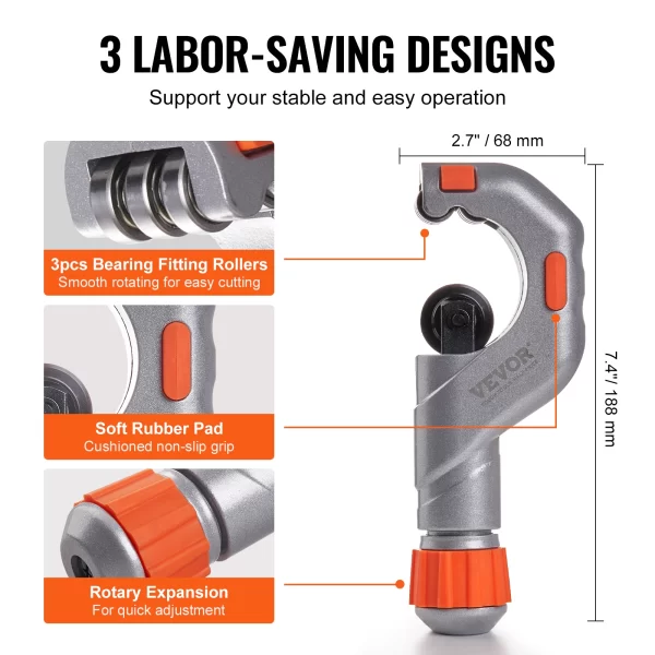 VEVOR 3PCS Tubing Cutter Mini Tube Cutter Deburring  Duty Pipe Cutter - Image 3