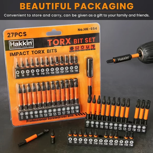 27Pcs Torx Impact Driver Bit Set 25mm 60mm Torx Screwdriver - Image 11