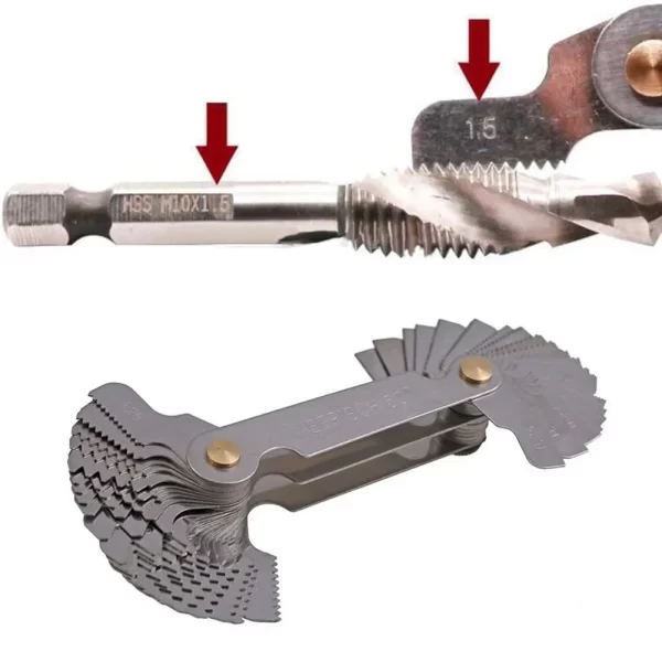 58 in 1 Thread Gauge Pitch Scale Stainless Steel High Precision Metric Britain America 55-60 Degree - Image 13