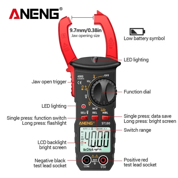 ANENG ST180 AC Current Clamp Meter - Image 5