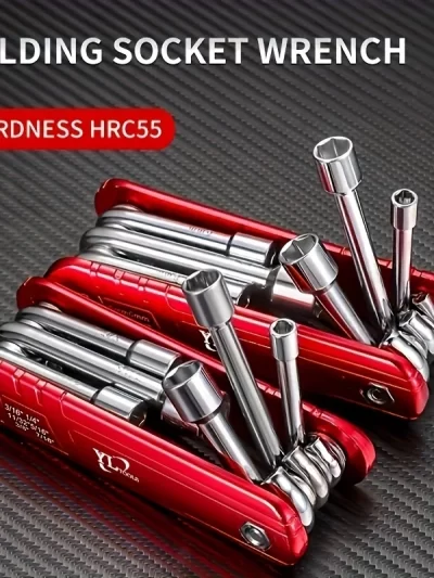 Portable Sleeve Tool Combos Set, Folding Socket Wrench,