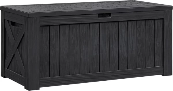 Resin Deck Box 120 Gallon Waterproof Large Deck Boxes Plus Outdoor Indoor Storage