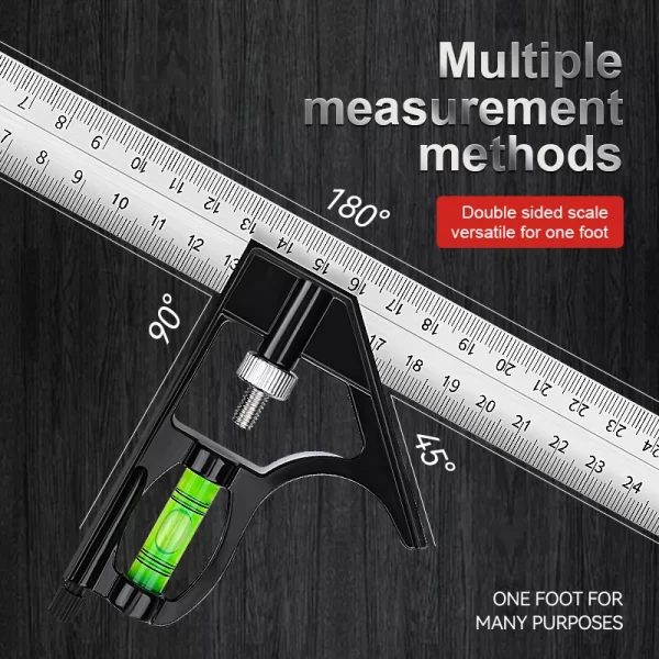 Multi Functional Combination Adjustable Right Angle Ruler and Protractor - Image 3