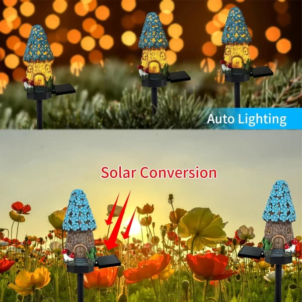 1pc creative solar resin mushroom house light, waterproof LED - Image 12
