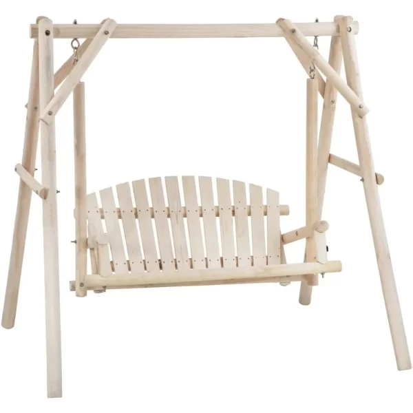 Log Swing Stand Porch Swing Set - Image 2
