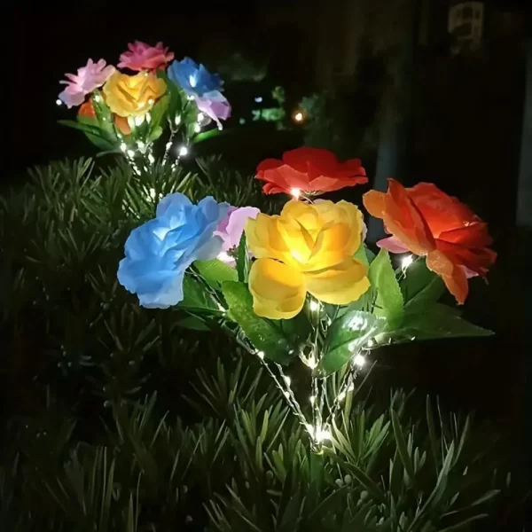 1 Bundle 7-Head Color Solar Rose Simulation Garden Light - Image 2