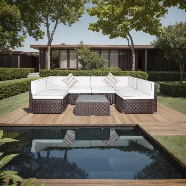 7 Piece Outdoor Patio Furniture Set with Cushions - Image 8