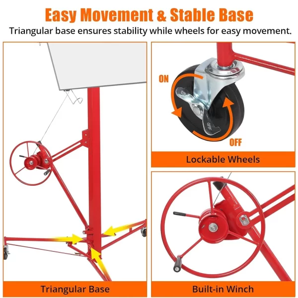 16 FT Drywall Lift Panel Rolling Hoist Jack - Image 3
