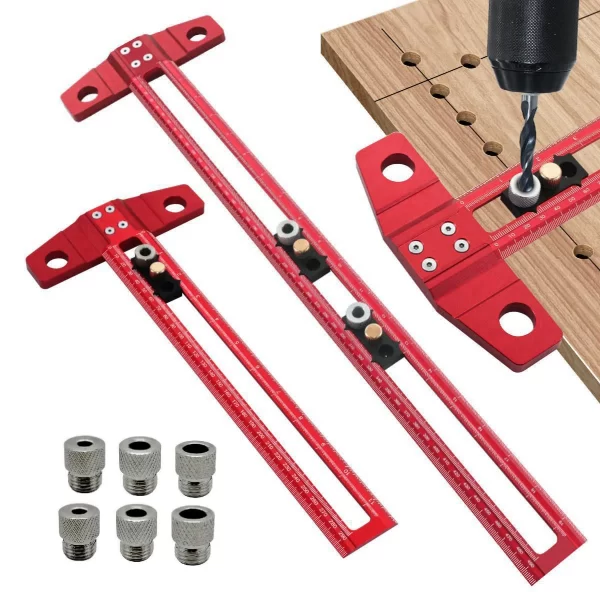 Woodworking 2 in 1 Drilling Positioning Scoring Ruler Aluminum