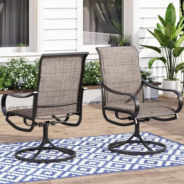 Swivel Patio Dining Chairs Set of 2, Outdoor Swivel Chairs with High Back, - Image 10