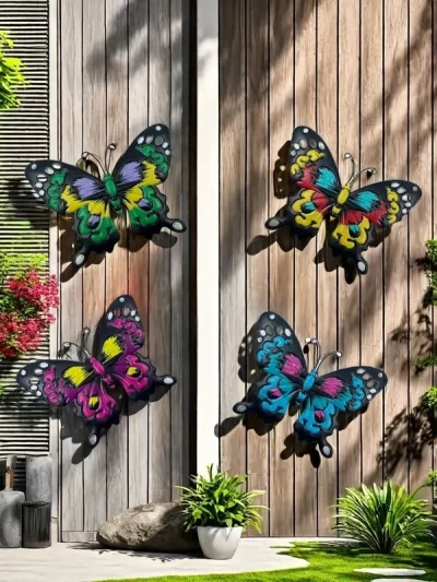 Iron 4pcs Set Butterfly Wall Art Decor