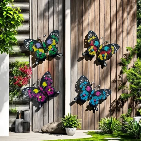 Iron 4pcs Set Butterfly Wall Art Decor