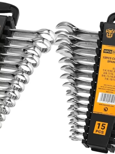 DEKOPRO Combination Wrench Set, SAE&Metric,  1/4'' to 1'' & 8-22mm, 12-Point
