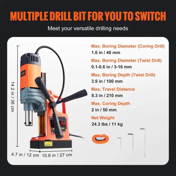 VEVOR 1300W 1400W 2" Electric Drilling Machine Magnetic Drill Press - Image 11