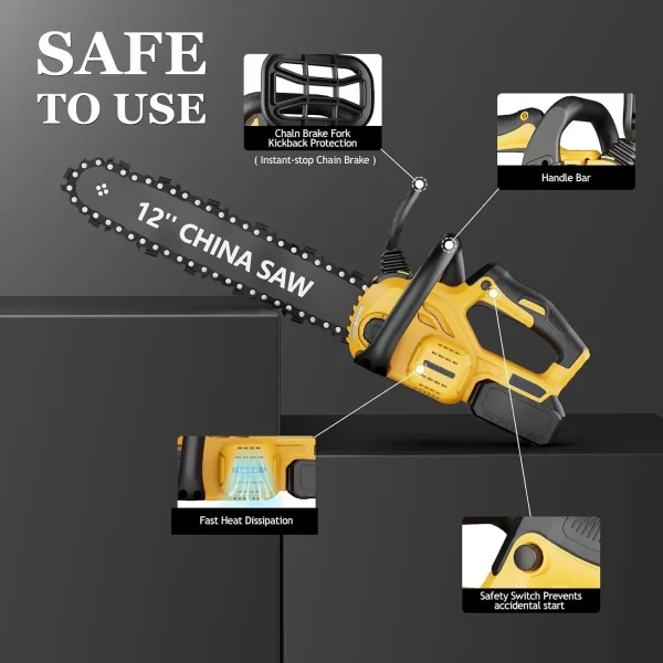 12" Cordless Chainsaw Handheld Garden Electric Chain Saw DeWalt 20v - Image 2