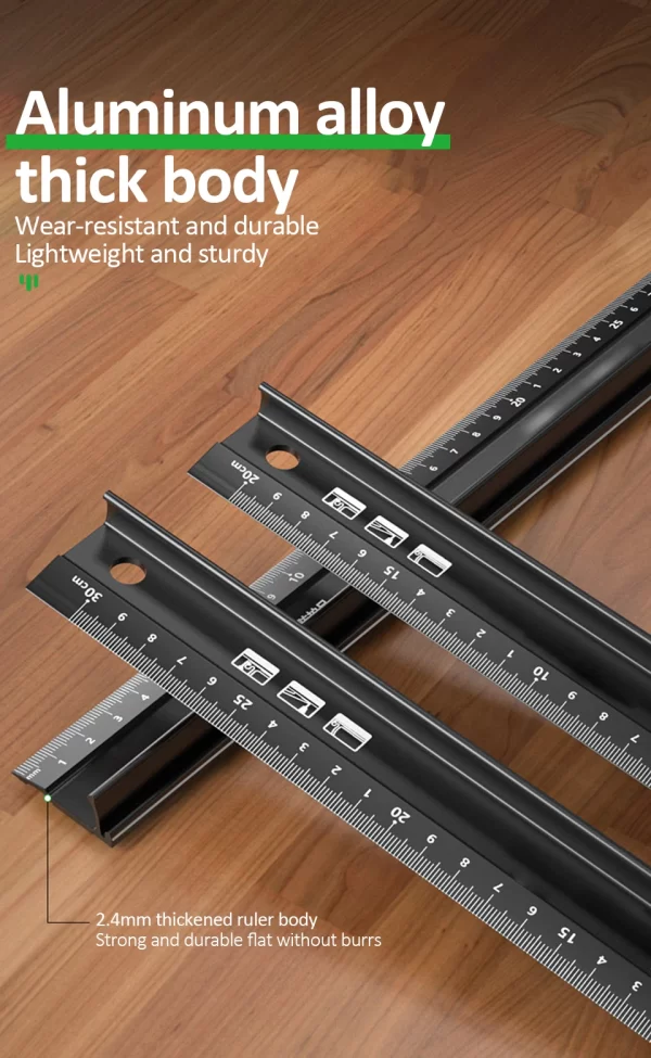20/30/45cm Aluminum Straight Ruler Multifunctional - Image 15