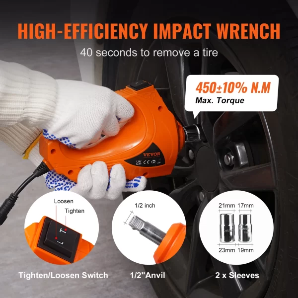 VEVOR Electric Car Jack 3 Ton Scissor Jack with Electric Impact Wrench 12V Portable Car Jack - Image 4