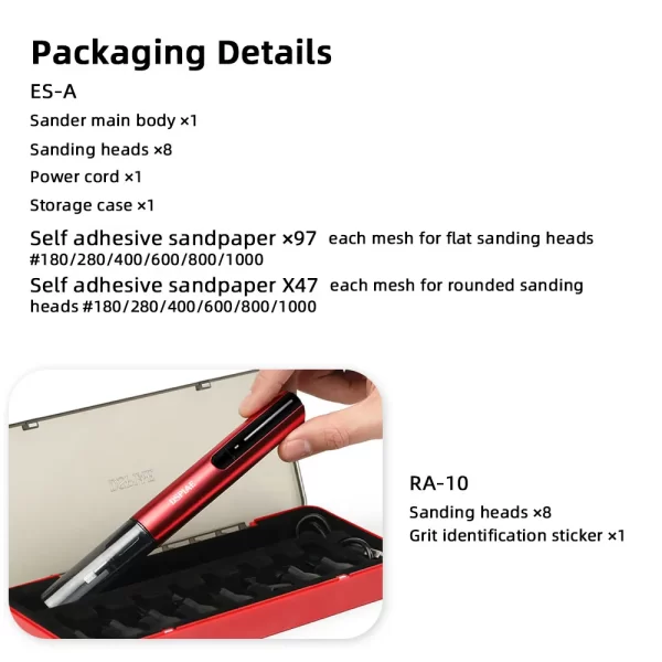 DSPIAE ES-A Reciprocating Sander DIY Electric USB Charge Grinding Pen Plastic Model Sanding Heads Sandpaper - Image 17