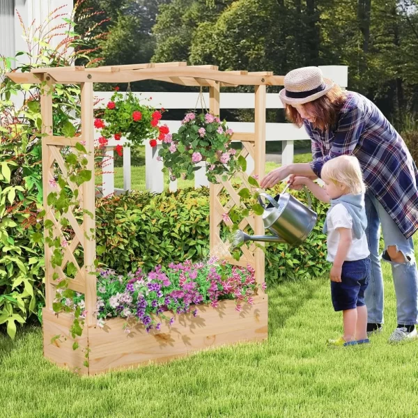 Raised Garden Bed with Sided Trellis & Hanging Roof - Image 2
