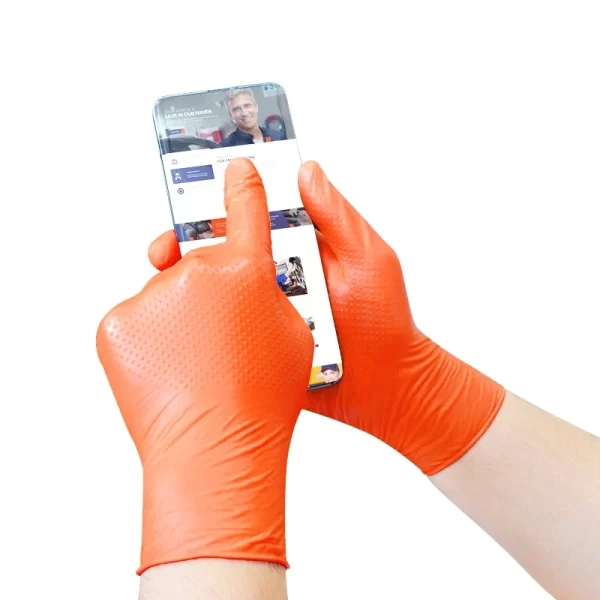 Heavy Duty Orange Nitrile Gloves 8Mil Industrial Disposable Gloves - Image 11