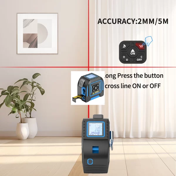 3 in 1 Laser Rangefinder 5M Tape Measure Ruler Distance Meter - Image 4