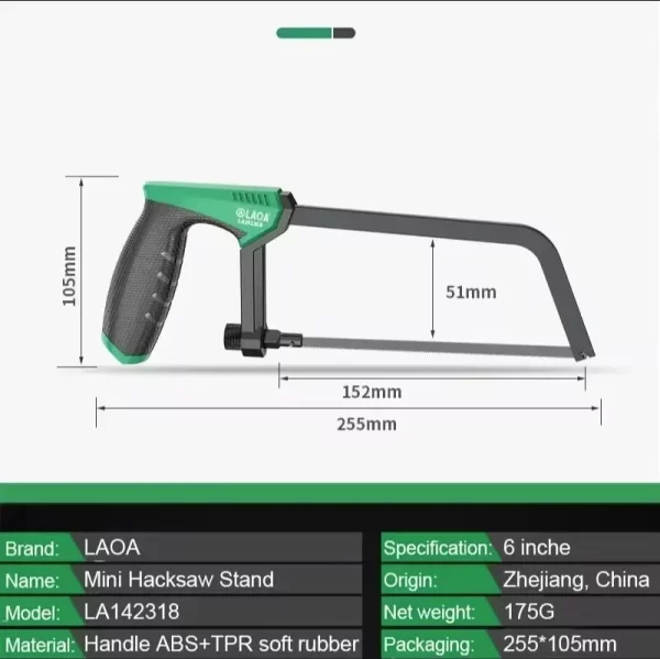 LAOA Mini Hacksaw 6 inch Frame Small Hacksaw - Image 3