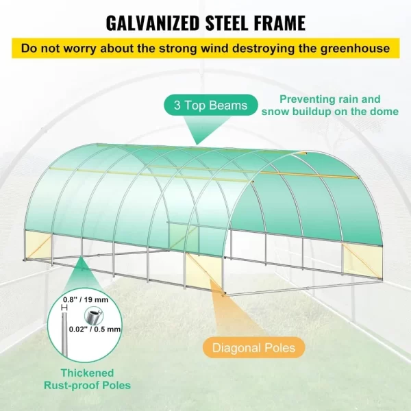 20 x 10 x 7 ft Walk-in Tunnel Greenhouse - Image 8