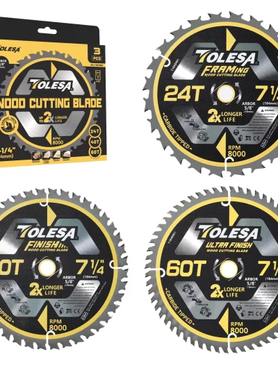 TOLESA 24&40&60 Teeth Saw Blades 3pcs 7 1/4 Saw Blade with 5/8" Arbor