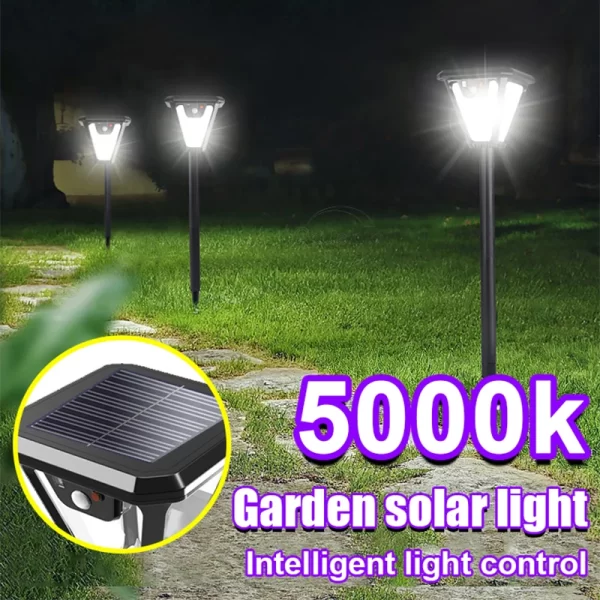 5000K Solar Pathway Garden Decor Lights Outdoor With Motion Sensor IP65 Waterproof