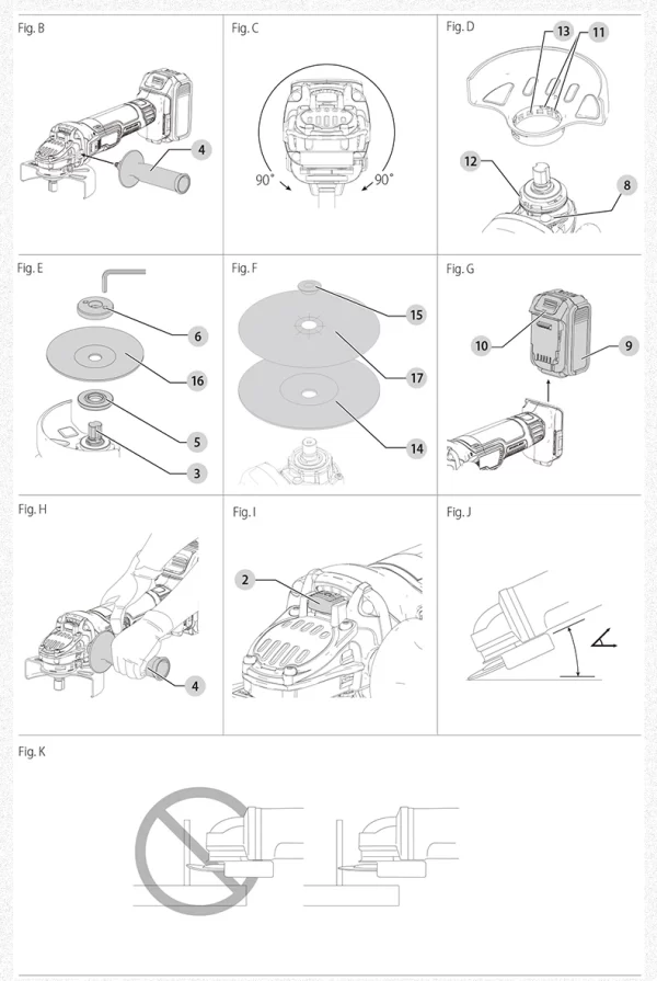 Angle Grinder 9000RPM Metal Grinder Dewalt 20V Batteries - Image 16