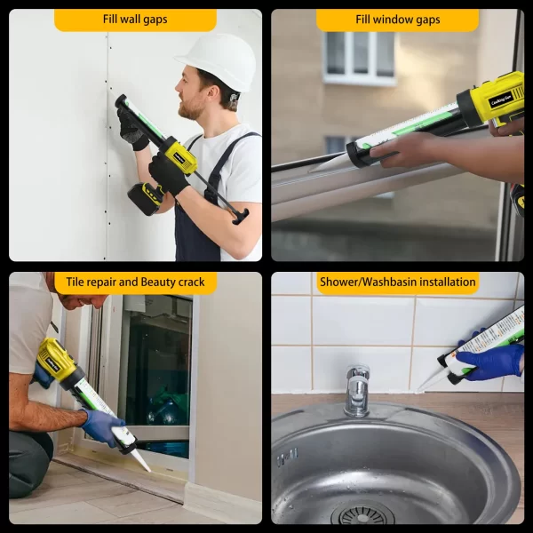 Electric Caulking Gun 10oz/300ml Cordless Caulk Gun 4 Adjustable Speeds with LED Light for Dewalt 20V Battery (No Battery) - Image 6