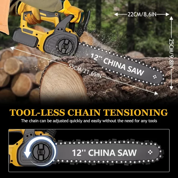 12" Cordless Chainsaw Handheld Garden Electric Chain Saw DeWalt 20v - Image 3