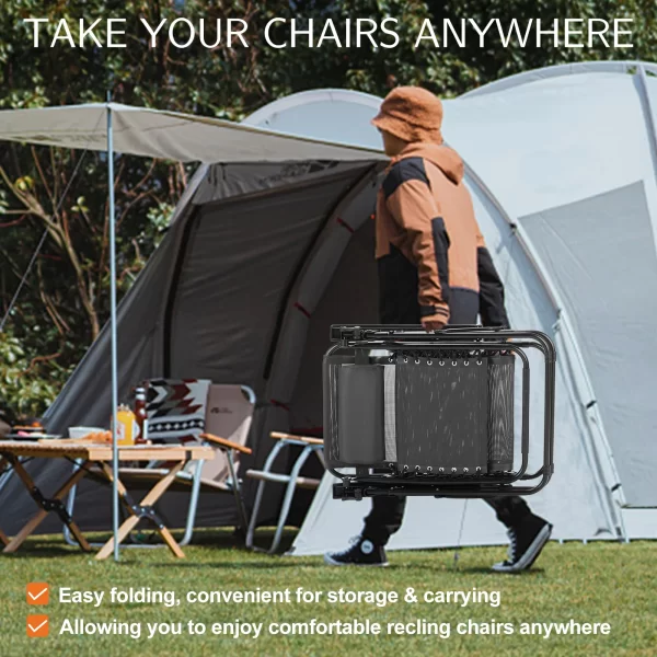 JHK Zero Gravity Set of 2 Portable Recliner - Image 6