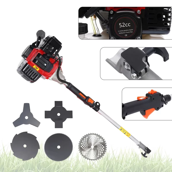Brush Cutter with 1.7KW 52cc Engine, 7 Interchangeable Heads - Image 2