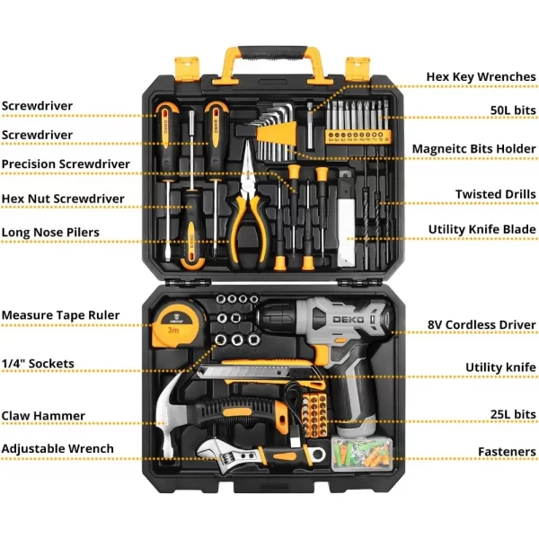 Tool Set：Tool Kit with 8V Cordless Drill,Tool Box with Drill,Hand Drill Set - Image 2