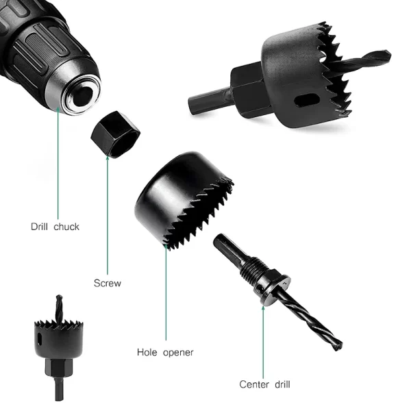 11pcs/set Hole Saw Cutting Set Kit Tools 19-64mm Wood Metal - Image 10