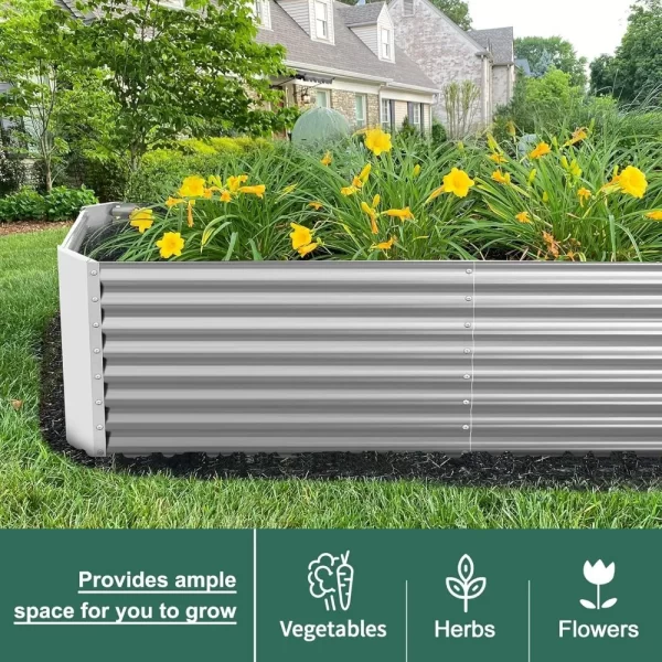 8×4×2 ft Galvanized Raised Garden Bed Kit, Planter Raised Garden Boxes Outdoor, Large Metal Raised Garden Beds for Vegetables. - Image 4