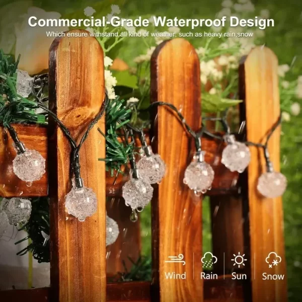 Solar Crystal Globe String Lights Outdoor Waterproof - Image 4
