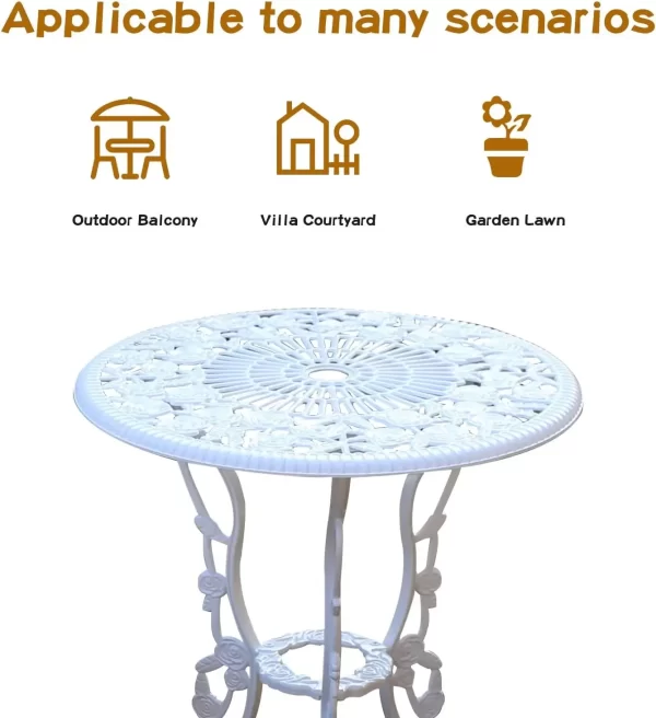 Patio Bistro Set.Rust-Resistant Cast Aluminum Bistro Table Set - Image 2