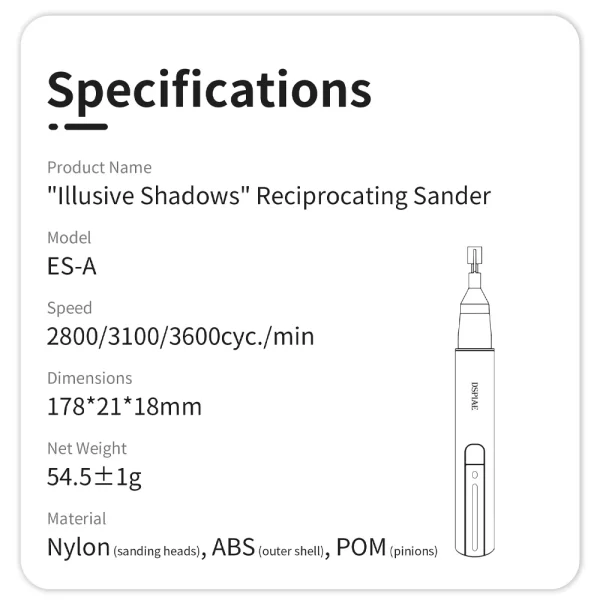 DSPIAE ES-A Reciprocating Sander DIY Electric USB Charge Grinding Pen Plastic Model Sanding Heads Sandpaper - Image 18