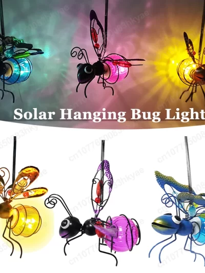 Solar Hanging Bug Light Flying Insect Fairy Lamp Garden Bug Light