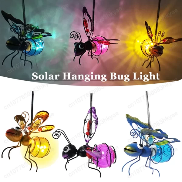 Solar Hanging Bug Light Flying Insect Fairy Lamp Garden Bug Light