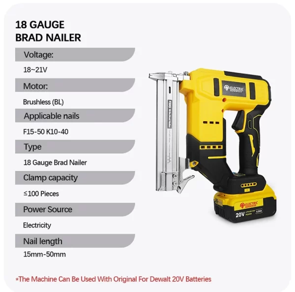 EGOD Brushless 15MM-50MM Nail Gun for Dewalt 20V Battery - Image 9