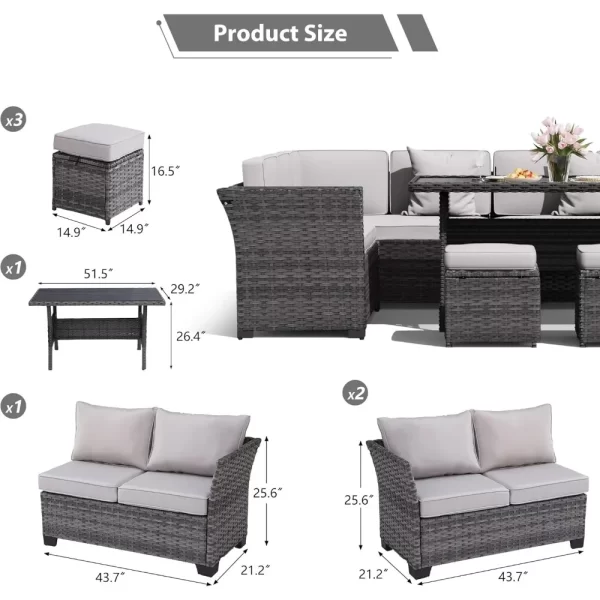Patio Furniture Set 7 Piece Wicker Dining,  Patio Table and Chairs Set, Sofa - Image 2