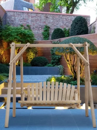 Log Swing Stand Porch Swing Set